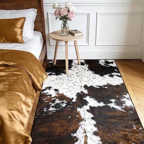 Western Rugs for Entryway 3x5 ft Washable Area Rug Rustic Cow Print Non Slip Entry Rug Farmhouse Indoor Floor Mat Carpet for Foyer Bedroom Living Room Entrance Kitchen - size: 3' x 5' (Rectangular)