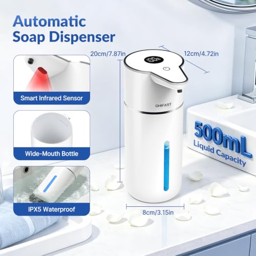 Automatic Liquid Soap Dispenser Touchless,6-Level Adjustable,USB Rechargeable Smart Soap Dispenser,16.9oz/500mL Compatible with Thick Thin Dish/Hand Soap for Bathroom Accessories Kitchen Sink-White - color: White