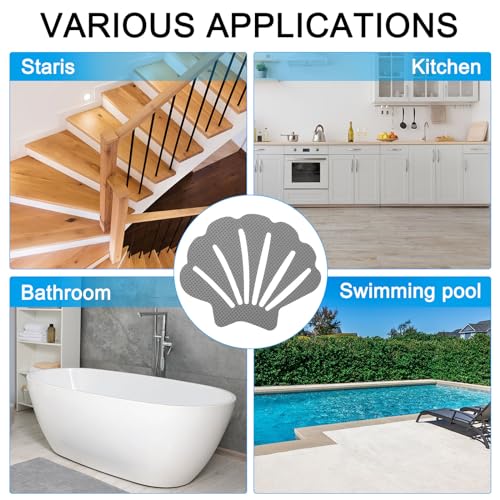 PATIKIL 12 Pcs Non Slip Bathtub Stickers, Anti Slip Shower Stickers Bathroom Shower Floor Decals Sea Shell Shape Cute Treads Tubs, Gray - color: Gray