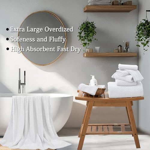 Extra Large Bath Towels Set 35x70 Inches - White Luxury 600 GSM Oversized Bath Sheet Towel,Ultra Soft Microfiber - Quick Dry,Highly Absorbent Shower Towels Spa Hotel Bathroom Towel Set (4-Pack) - color: White Set, size: 4-Piece Set