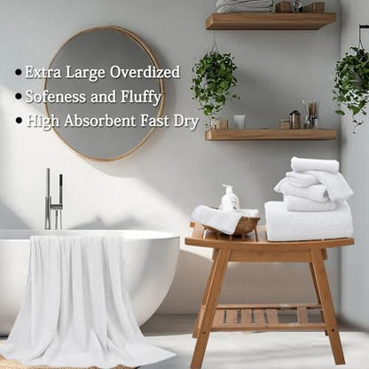 Extra Large Bath Towels Set 35x70 Inches - White Luxury 600 GSM Oversized Bath Sheet Towel,Ultra Soft Microfiber - Quick Dry,Highly Absorbent Shower Towels Spa Hotel Bathroom Towel Set (4-Pack) - color: White Set, size: 4-Piece Set