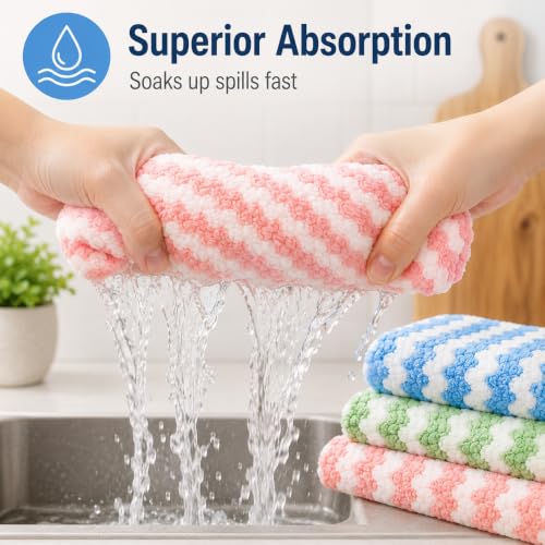 10 Pack Mircofiber Dish Cloths, Upgrade Kitchen Dish Rags, Reusable Cleaning Cloths, Kitchen Washcloths Towels, Lint Free/Absorbent/Nonstick Oil Kitchen Rags, 10''x10'' (Pink) - color: Pink, size: NEW 10 x 10 Inch - 10PCS