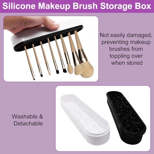 1Pcs Black Silicone Makeup Brush Holder Make Up Brush Holder Stand Makeup Brushes Storage for Painting Pen Brushes Nail Clippers Drill Pens Ruler Sewing Craft Tools - color: Black