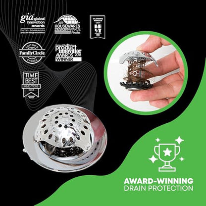 SinkShroom Ultra Revolutionary Bathroom Sink Drain Protector, Stainless Steel - style: Single