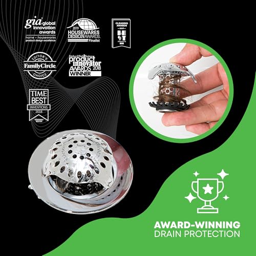 SinkShroom Ultra Revolutionary Bathroom Sink Drain Protector, Stainless Steel with Stopper - style: Combo with Stopper