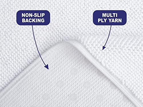 American Soft Linen Bath Rug, 20 in 34 in 100% Cotton Bath Mats Rugs for Bathroom, Slip Reducer Washable Shaggy Form Area Rugs, White Bath Rug - color: Bright White, style: 20x34" Cotton Bath Mat