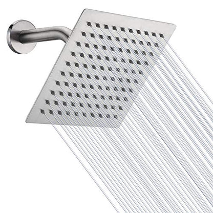 NearMoon Rain Shower Head, High Flow Stainless Steel Square Rainfall Shower, High Pressure Design, Awesome Shower Experience Even At Low Water Flow (8 Inch, Brushed Nickel) - color: Brushed Nickel, size: 8 Inch Square