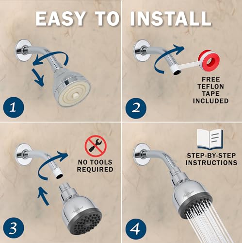 High Pressure Shower Head - 1.8 GPM - Polished Chrome | Best 3 Inch Wall Mount Bathroom Showerhead For Boosting Low Flow With Anti-Clog Nozzles, Adjustable Brass Ball Joint - color: Polished Chrome, size: 1.8 GPM