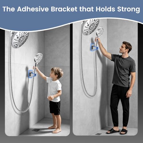 FEELSO Shower Head with Handheld Spray, 8" High Pressure Rain Showerhead | 7+8 Modes Dual Shower Head Combo, Anti-Clog Nozzles, 71" Hose Extra Long, Adjustable Holder, Shower Separately or Together - color: Chrome