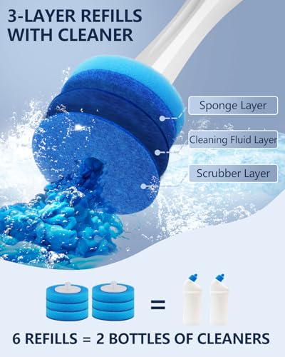 Leebein Electric Toilet Brush and Holder Set, Electric Toilet Bowl Scrubber Kit with 8 Replaceable Brush Heads, Disposable Toilet Brush with 6 Wand Cleaner Refills, 2 Pcs Crevice Cleaning Brush - color: White2