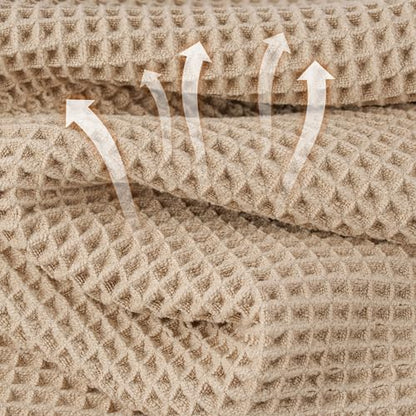 Microfiber Waffle Hand Towels, 2 Pieces, Soft, Absorbent, Fast Drying, Lint Free 430 GSM (Beige) - color: Beige