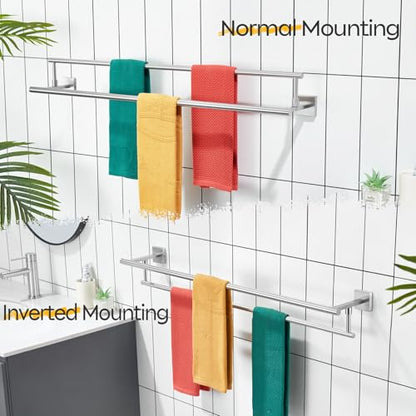 KOKOSIRI Bath Towel Holders Brushed Nickel Bathroom Rack 36 Inch Double Towel Bars Overlength Kitchen Rails Stainless Steel B5009BR-L36 - color: Brushed Nickel, size: 36-Inch