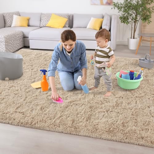 Chicrug Soft Area Rugs for Bedroom Living Room Plush Fluffy Rug 3x5 Feet, Shag Furry Area Rug Carpet Non Shedding for Nursery Children Kids Girls Room Home Decorative, Camel | Shag Furry Area Rug Carpet Non Shedding for Nursery Children Kids Girls Room Ho