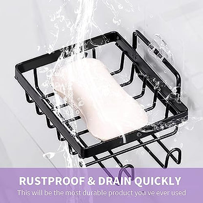 Carrie Joe Soap Holder Self Draining Soap Dish Razor Holder for Shower Wall Not Punched Easy Clean Bar Soap Holder Fit for Bathroom, Kitchen Sink - color: Charcoal Black