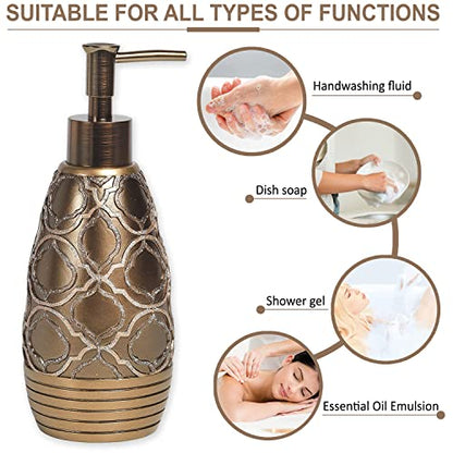 Zahari Home Spindle Stylish Soap Dispenser Set - Modern Print Design for Kitchen and Bathroom - Lotion Pump, Dish Soap, Hand Sanitizer, Hand Soap - Cute and Practical - color: Spindle
