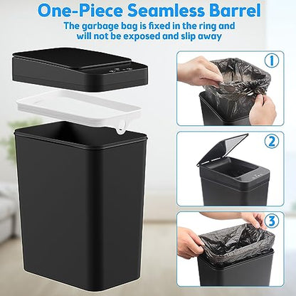 Bathroom Trash Can with Lid, KOEYLE 2 Pack 2.2 Gallon Automatic Touchless Garbage Can, Small Motion Sensor Smart Trash Can, Slim Waterproof Trash Bin for Bedroom, Bathroom, Office, Living Room (Black) - color: 2 Pack 2.2 Gallon Black