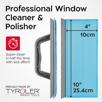 Tyroler Duschabzieher breit 25 cm | 2 Mikrofaser Scheuer- & Poliertücher | 2 Microfiber Scrub & Polish Cloths | Squeegee for Shower Glass, Tiles, Wall & Mirror | Ideal Window Squeegee for Home | Wiper