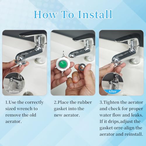 16PCS Faucet Aerator Replacement Kit, 12 Pack Insert Aerators, 2 Pack M24 (15/16") & 2 Pack M22 (55/64") Brass Aerators, Flow Restrictor with M24 Wrench for Kitchen & Bathroom Faucets