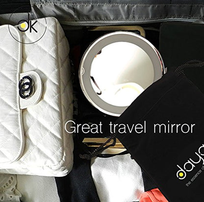 Dayaki Travel Lighted Magnifying Makeup Mirror - 10x Magnification, Tabletop Mount, 38.48 Square Inches