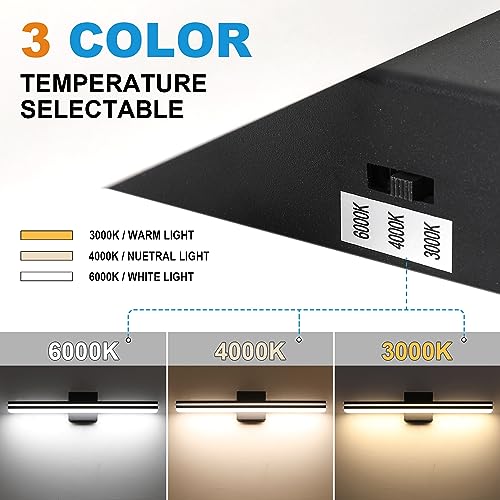 SineRise LED Modern Bathroom Vanity Light Bar (32-Inch, 3000K/4000K/6000K), Matte Black Dimmable Modern Acrylic Bathroom Wall Lighting Fixtures Over Mirror - color: Matte Black, size: 32-Inch