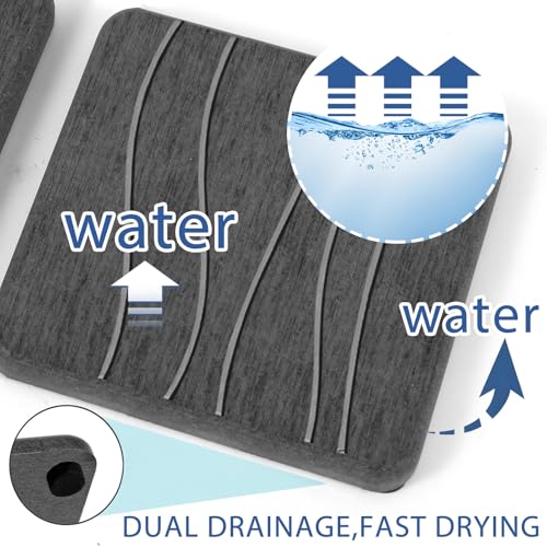 3PCS Water Absorbing Stone Tray, Fast Drying Stone Sink Tray, Stones Soap Trays, Water Absorbent Diatomite Trays, Diatomite Coasters for Kitchen Sink Bathroom Counter, Hand Soap Dish & Holders - color: 1pcs 21×10cm + 2pcs 10×10cm Dark Gray Wave