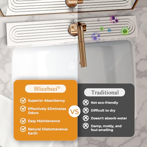 Diatomite Faucet Mat for Kitchen & Bathroom Sink Fast Drying Stone Splash Guard, Super Absorbent Sink Protector Prevents Moisture, Easy Clean Counter Tray (White--23.6"x3.9") - color: White--23.6"x3.9"