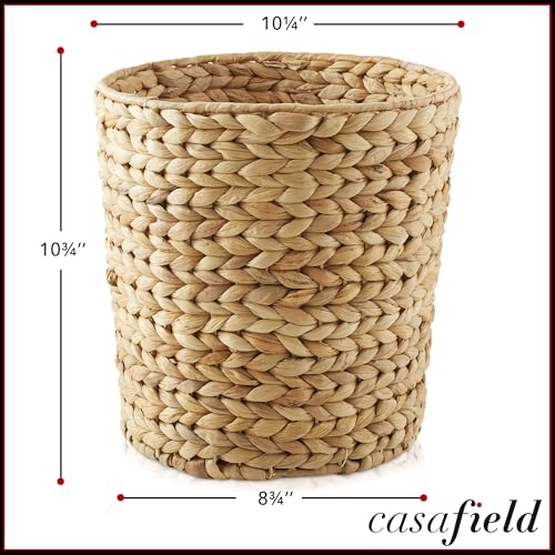 Casafield Water Hyacinth Waste Basket - Natural, Woven Wicker Trash Can for Bathroom, Bedroom, Laundry Room, Home Office - color: Natural