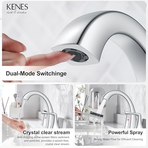 Bathroom Faucets for Sink 3 Hole, Chrome 8 Inch 2 Handle Widespread | Bathroom Vanity Faucet with Pop Up Drain & Supply Lines, Lead-Free cUPC & NSF Certified, 8 Inch Faucet for Vanity RV Sink - color: Chrome