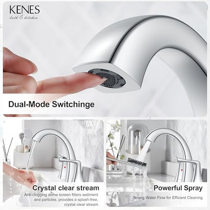 Bathroom Faucets for Sink 3 Hole, Chrome 8 Inch 2 Handle Widespread | Bathroom Vanity Faucet with Pop Up Drain & Supply Lines, Lead-Free cUPC & NSF Certified, 8 Inch Faucet for Vanity RV Sink - color: Chrome