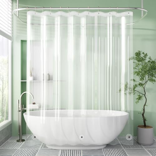 AmazerBath Camper Shower Curtain Liner, 72x65 Clear Shower Curtain Liner, Waterproof Plastic Shower Liner, Lightweight PEVA Shower Curtain for Bathroom with 3 Magnets and 12 Rustproof Metal Grommets - color: Clear, size: 72"W x 65"L (Pack of 1)