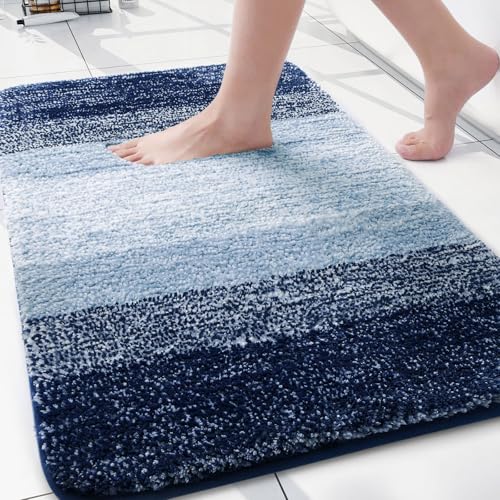 Arotive Microfiber Bathroom Rugs, Shaggy Soft and Absorbent Contour Toilet Rugs, Thick Plush Machine Washable Dry Bath Mats for Toilet Base, 30x20, Airy Blue, Rectangular - color: Airy Blue, size: 30" X 20"