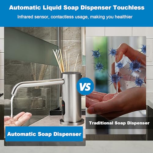 Automatic Soap Dispenser for Kitchen, Electric Soap Dispenser Built in Sink | Touchless Liquid hand Soap Dispenser with 1000ml Bottle, Infrared Sensors Soap Dispenser for Business Bathroom Brushed Nickel - color: Brushed-liquid