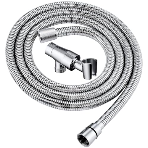 G-Promise All Metal Shower Head Holder with 71 Inch Hose(Chrome) | All Metal Construction, Adjustable Bracket, Flexible Tangle-free Hose, Standard Connection Thread, Easy Install - color: Chrome