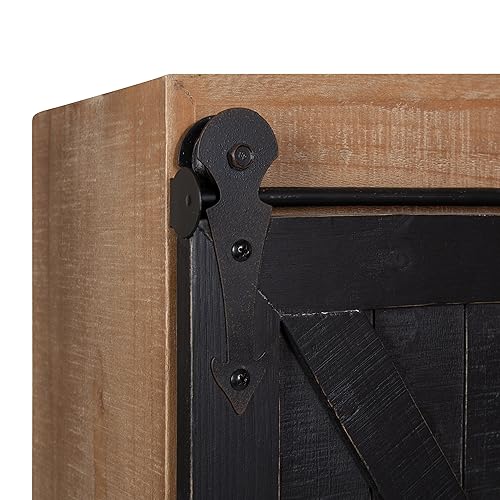 Kate and Laurel Cates Rustic Wall Cabinet; 22 x 28; Black and Rustic Brown; Farmhouse Wall-Mounted Storage Cabinet - color: Rustic Brown/Black