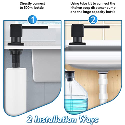 CREA Soap Dispenser for Kitchen Sink, Kitchen Soap Dispenser Black Square Built in Sink Soap Dispenser for Bathroom with 17 OZ Bottle - color: Black, style: Square