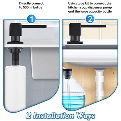 CREA Soap Dispenser for Kitchen Sink, Kitchen Soap Dispenser Black Square Built in Sink Soap Dispenser for Bathroom with 17 OZ Bottle - color: Black, style: Square