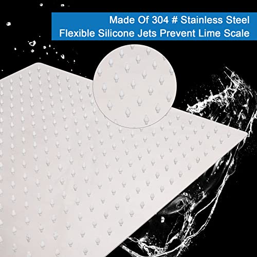Shower Head with Extension Arm, High Pressure Square with ShowerArm, Stainless Steel Rainfall-Waterfall Full Body Coverage (16'' Shower with 20'' Arm, Chrome) - color: Chrome, size: 16'' Shower with 20'' Arm