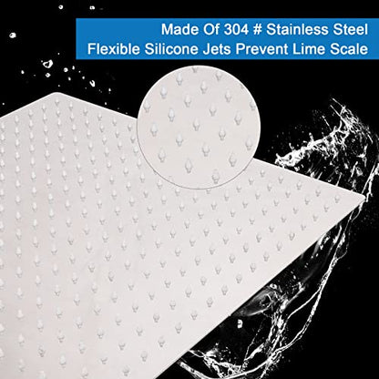 Shower Head with Extension Arm, High Pressure Square with ShowerArm, Stainless Steel Rainfall-Waterfall Full Body Coverage (16'' Shower with 20'' Arm, Chrome) - color: Chrome, size: 16'' Shower with 20'' Arm