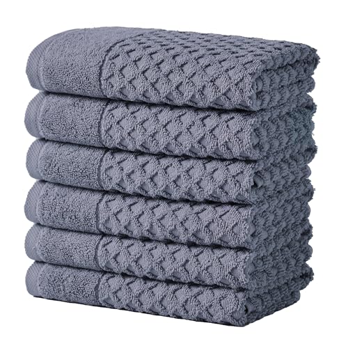 Great Bay Home Hand Towels - 100% Cotton 6 Pack 26x16 Hand Towel Set - Absorbent, Durable, Quick-Dry Towels for Bathroom (Chambray Blue) - color: 18 Chambray Blue, size: Hand Towel (Pack of 6)