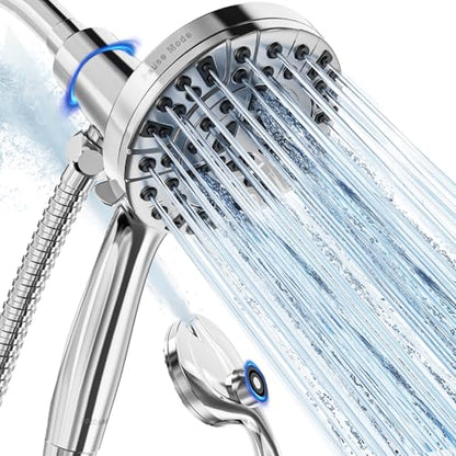 9 Settings High Pressure Magnetic Shower Head with Handheld | Power Wash for Tub&Tile, Magnetic Bracket, Pause Mode for Water Saving, Easy Clean Nozzles, 6ft Hose, Premium Chrome - color: Premium Chrome