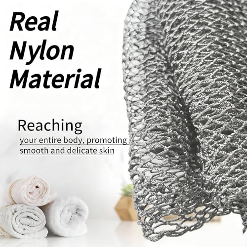SPMKTBOZAI African Net Sponge Authentic, Exfoliating Net for Body Back | African Net Sponge with Knots| Long Stretch Net Sponge| African Net for Sensitive Skin| Durable & Quick Dry| Daily Use| Grey - color: Grey