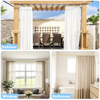 41-126 Inch Tension Curtain Rod, Gold | No Drill, Extra Long, Heavy Duty, Renter Friendly Adjustable - color: Gold, size: 41-126inch