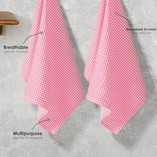 12 Pack Dual Tone Waffle Weave Dish Cloth, 12"x12", 100% Cotton, Absorbent, Fast Dry, Soft for Cleaning, Durable Dishcloth Set, Machine Washable, Hand Dish Towels, Baby Pink - color: Baby Pink