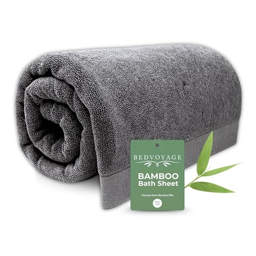 Luxury Bath Sheet Towels, Extra Large Bathroom Towel, 37x70 Viscose Derived from Bamboo & Cotton, Super Absorbent & Fast Drying Plush Bath Sheets - Charcoal - color: Charcoal, size: Sheet