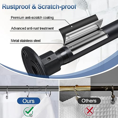Heavy Duty Shower Curtain Rod - 28 to 76" Fixed Shower Curtain Rod Wall Mounted - Adjustable Extendable Rustproof for Bathroom,Room Divider,Bedroom,Doorway - Matte Black 2 Pack - size: 29-76" (2 Pack)
