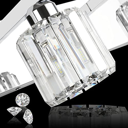 Aipsun Bathroom Vanity Light Crystal Vanity Lighting Fixtures 6 Lights Chrome Vanity Light for Bathroom (Exclude Bulb) - color: Chrome (Round), size: 49 inch