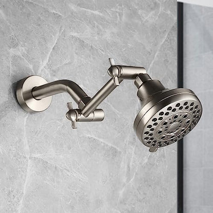 Shower Extension Arm, Height & Angle Adjustable Shower Extender with Unique Locking Gear for Perfect Position, 5 Inch Anti-Leak Adjustable Shower Arm (5 Inch, Brushed Nickel) - color: Brushed Nickel, size: 5 Inch