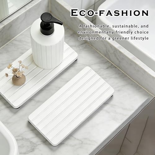 2PCS Stone Drying Tray, Water Absorbing Stone Tray for Sinks, Neat Diatomite Sink Trays, Fast Drying Kitchen Sponge Hand Soap Holder, Instant Dry Sink Coasters Used for Bathroom Counter -White - color: 2pcs White 5stripes