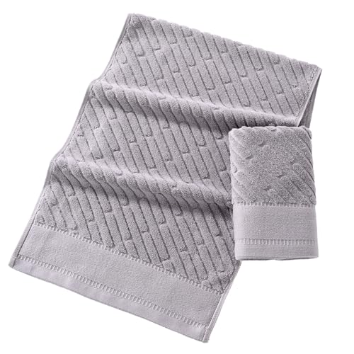 sense gnosis Diagonal Dash Pattern Grey Hand Towel Set of 2 Premium 100% Cotton Ultra Soft Highly Absorbent Hand Towel for Bathroom 13 X 29 Inch - color: Grey