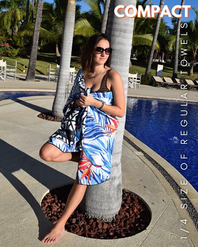 Microfiber Beach Towel - Quick Dry, Sand Free and Oversized 71x35 | Super absorbent, lightweight, swimming, gym, extra large, pool, cruise, camping, yoga, travel, compact, carry bag, vacation - color: Tahiti